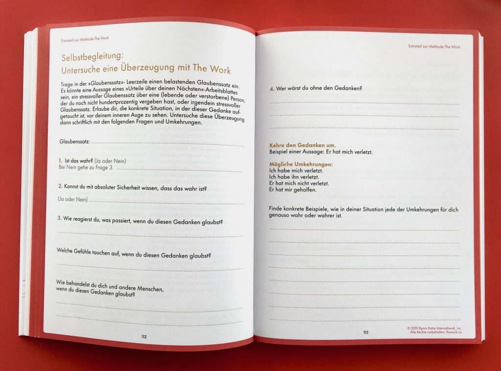 Selbstbegleitungsblatt "The Work" von Byron Katie